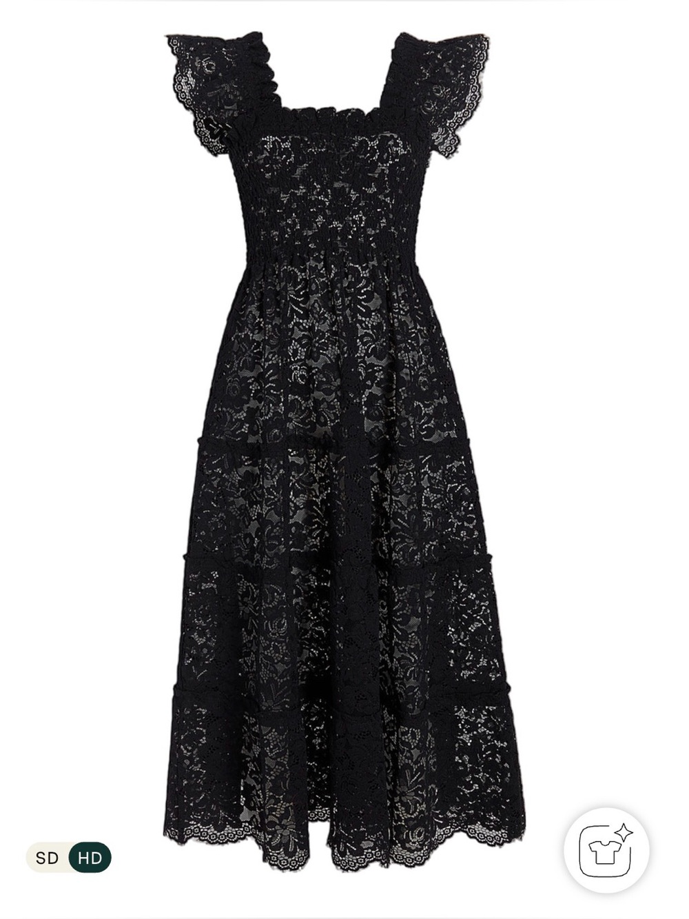 NWOT Hill House Black Lace Tiered Ellie Midi Dress - Women
